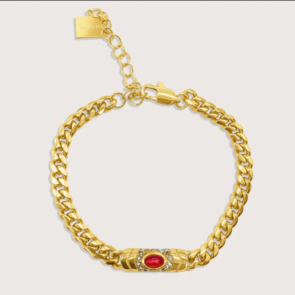 Raena Stones Jewelry Bella Bracelet in Gold-Red